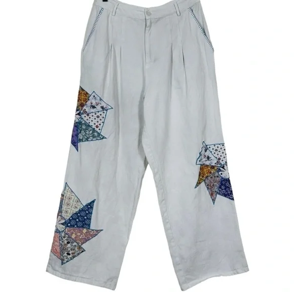 ANTHROPOLOGIE FOREVER THAT GIRL PALAZZO QUILTED PATCHWORK PANTS SIZE MEDIUM